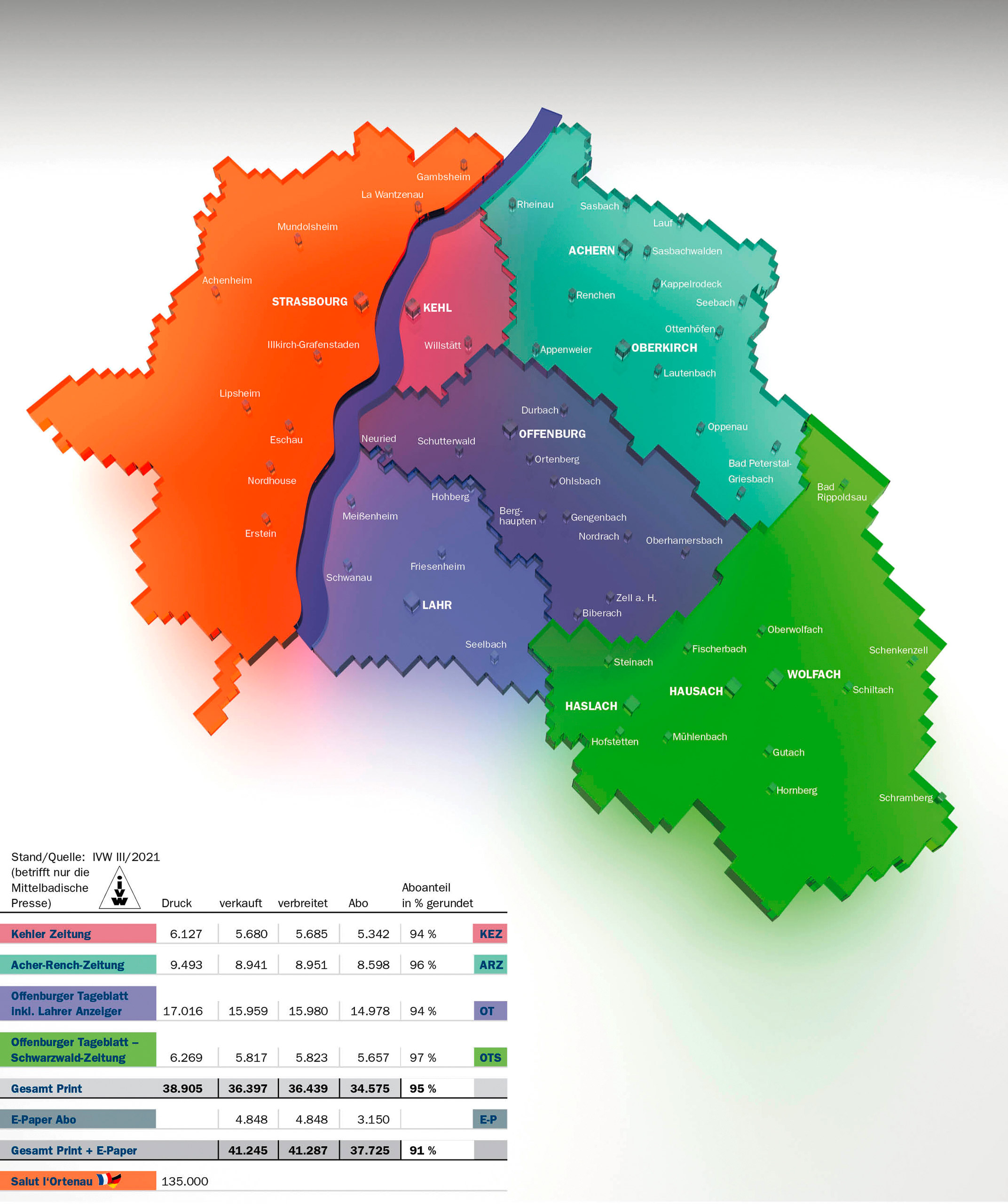 Verbreitungsgebiet Mittelbadische Presse 2022